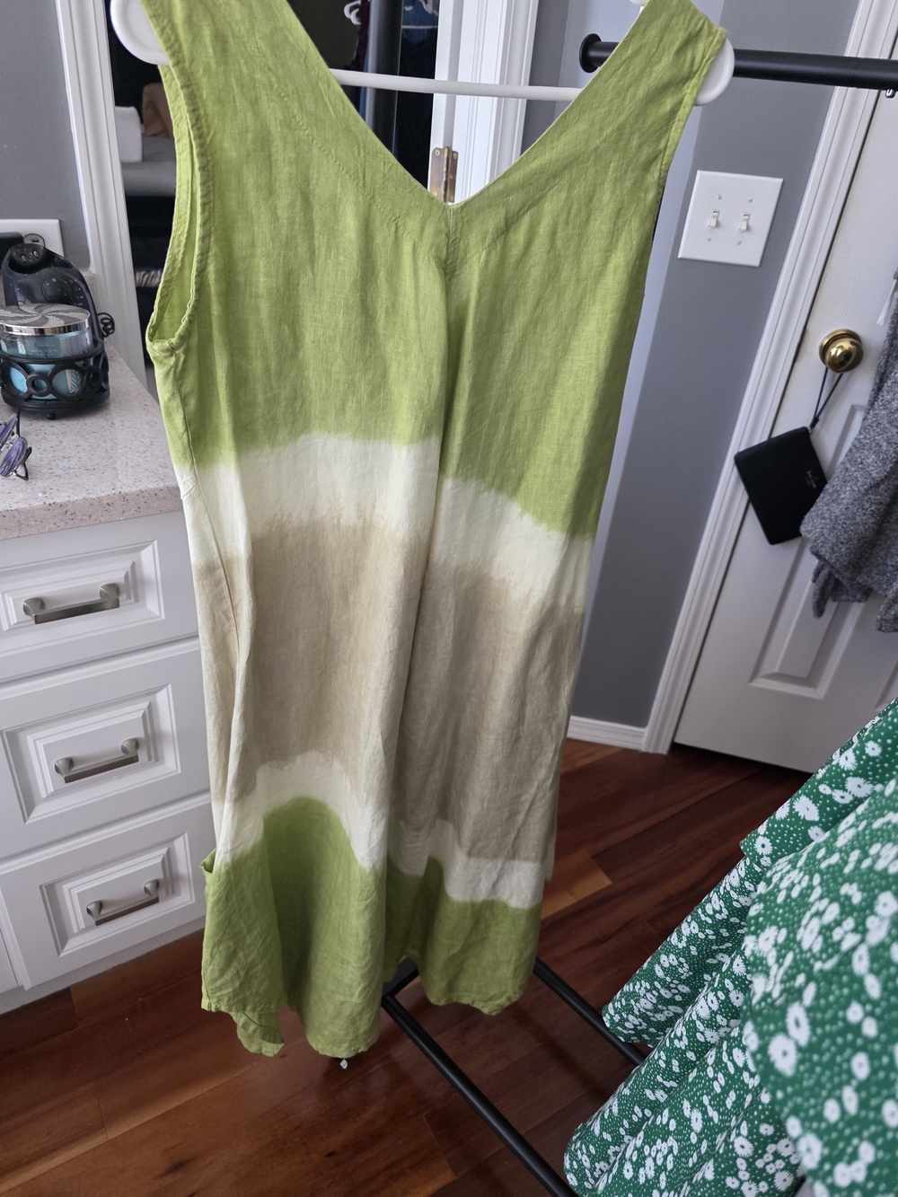 Sleeveless Tie-Dye Maxi Dress in Green and Cream